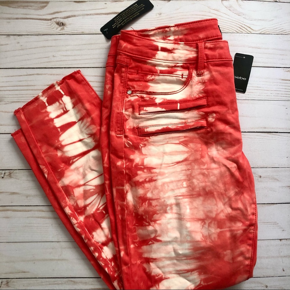 NWT Bebe Tie Dye Moto Crop Pants